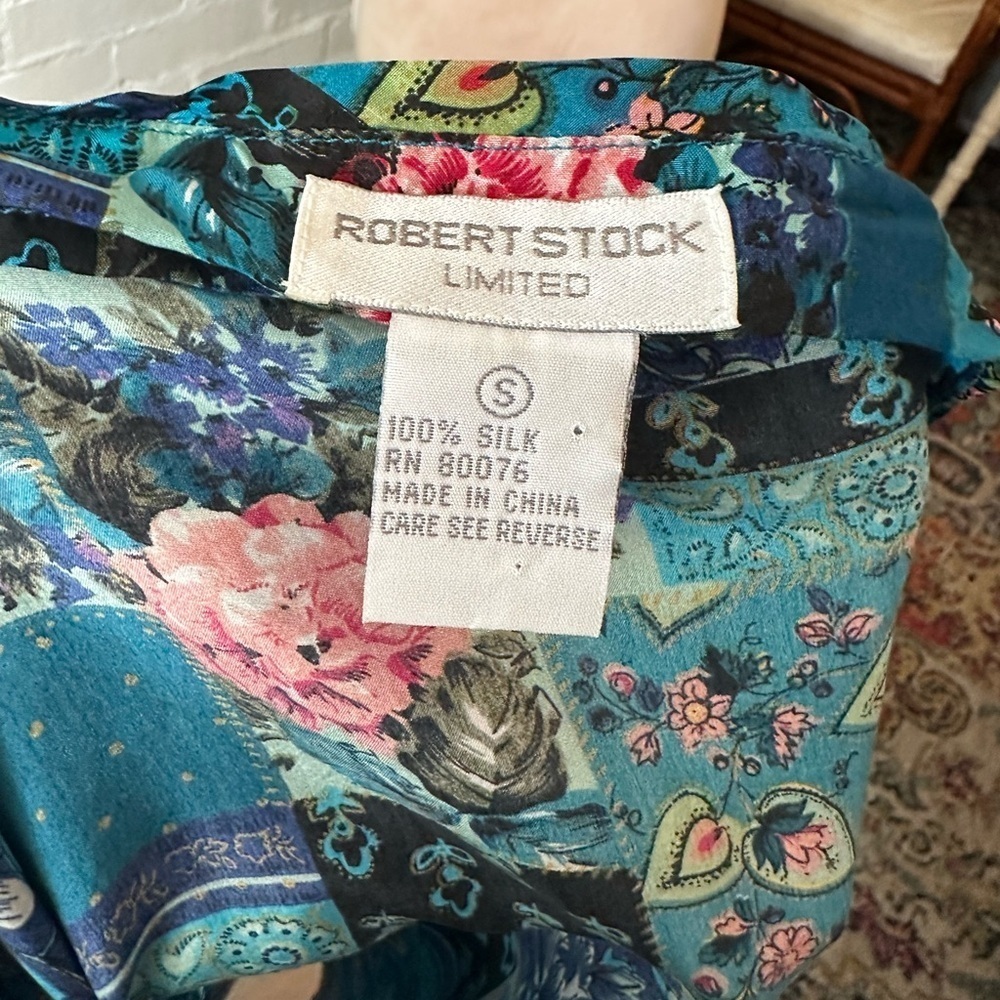 Robert Stock Limited 100% Silk Rose and Bandana Patterned Dress - Picture 9 of 9